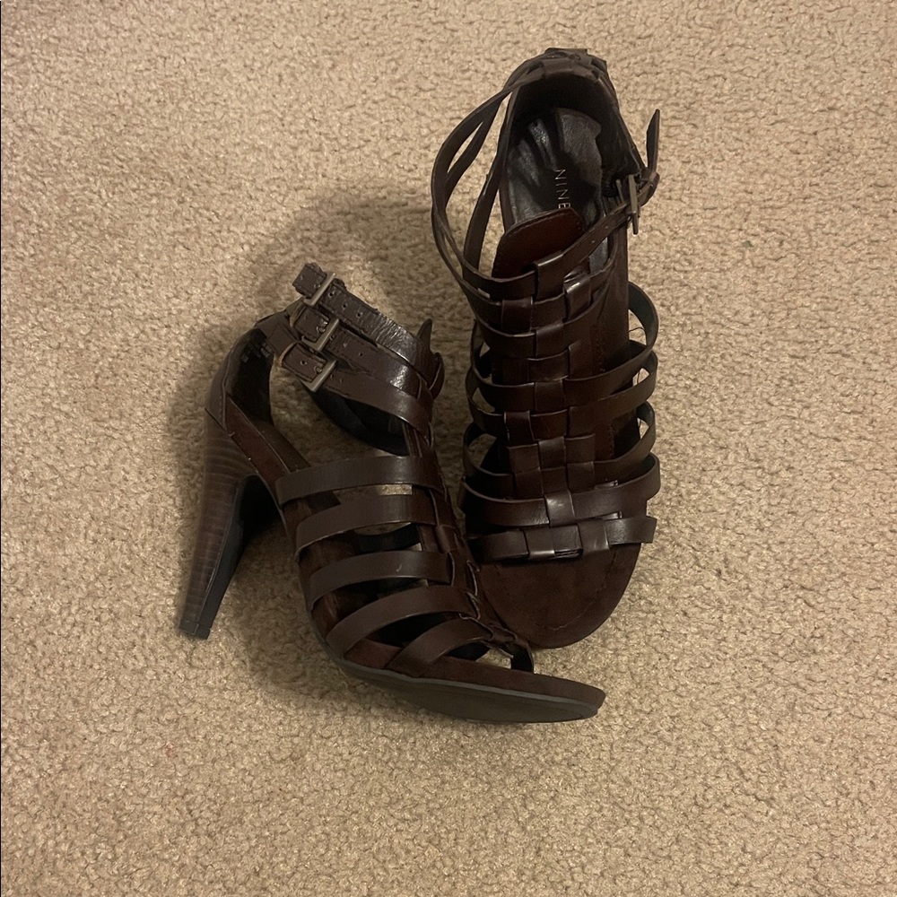 Nine West Dark Brown Strappy Heels
